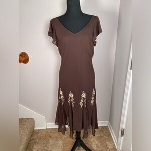 Women’s 10P S.L. Fashions Brown Fairycore Whimsigoth Beaded Asymmetrical dress